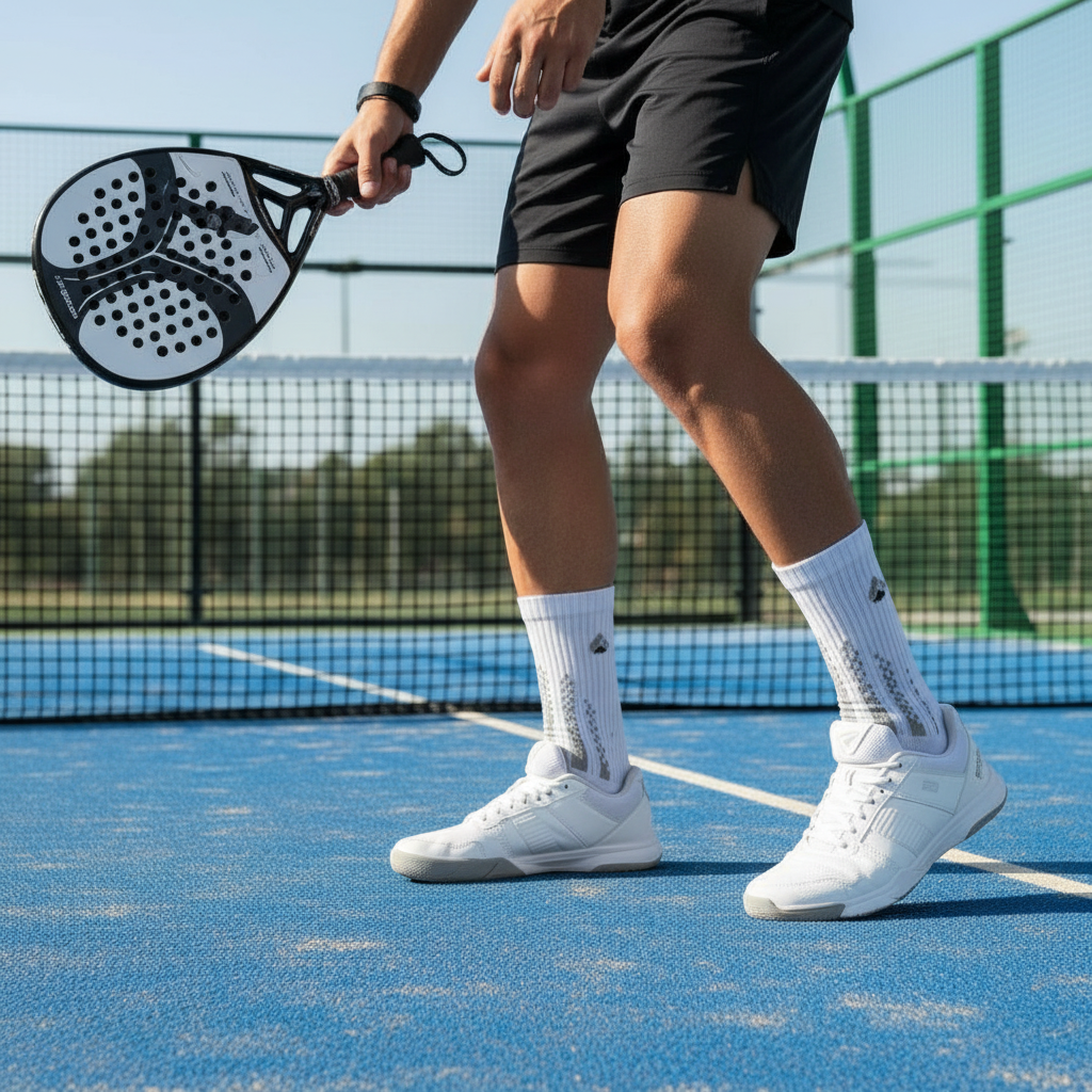 Padel Socken Crew Weiss/Grau